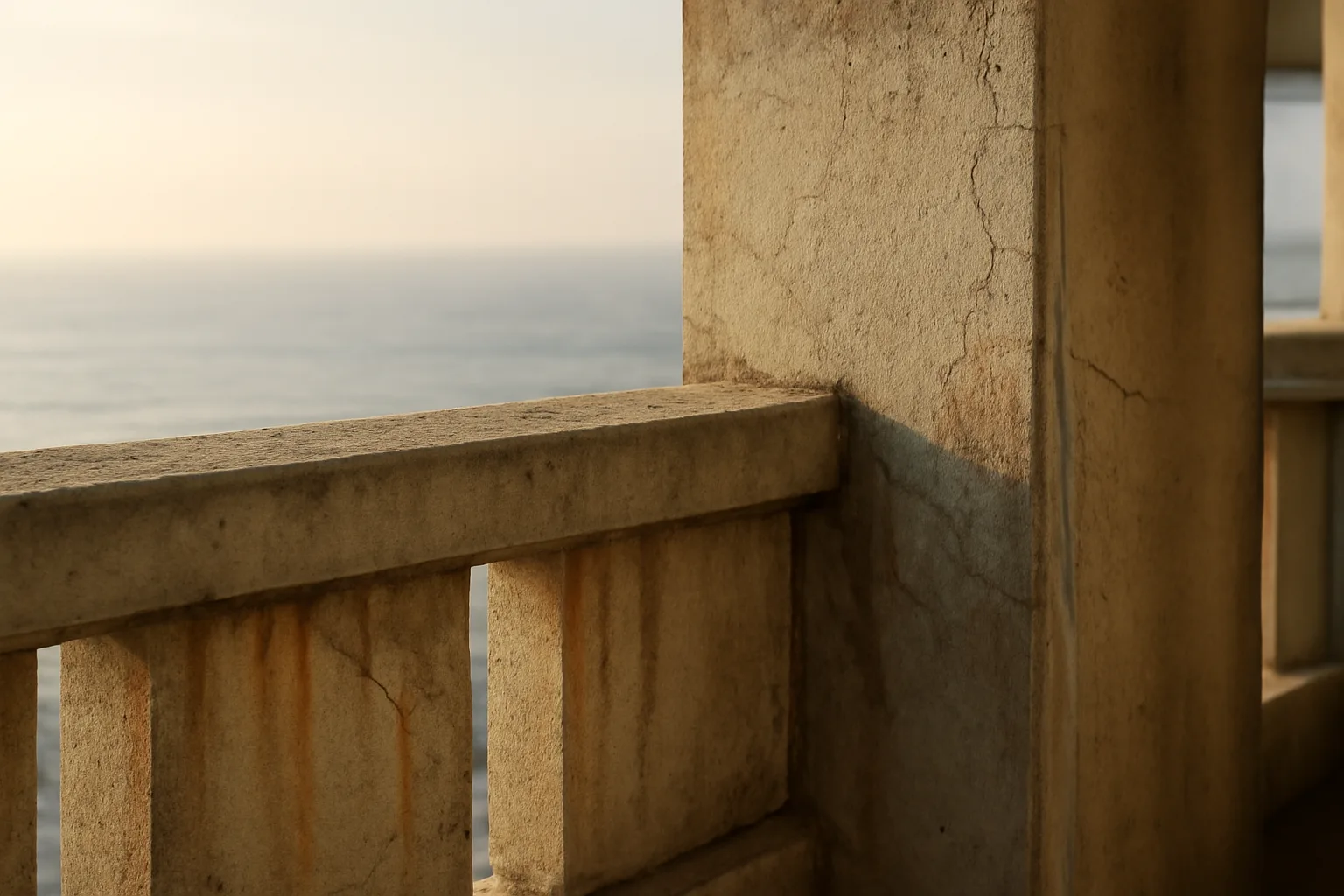 Concrete condo balcony showing rust stains, illustrating reserve study structural inspection concerns