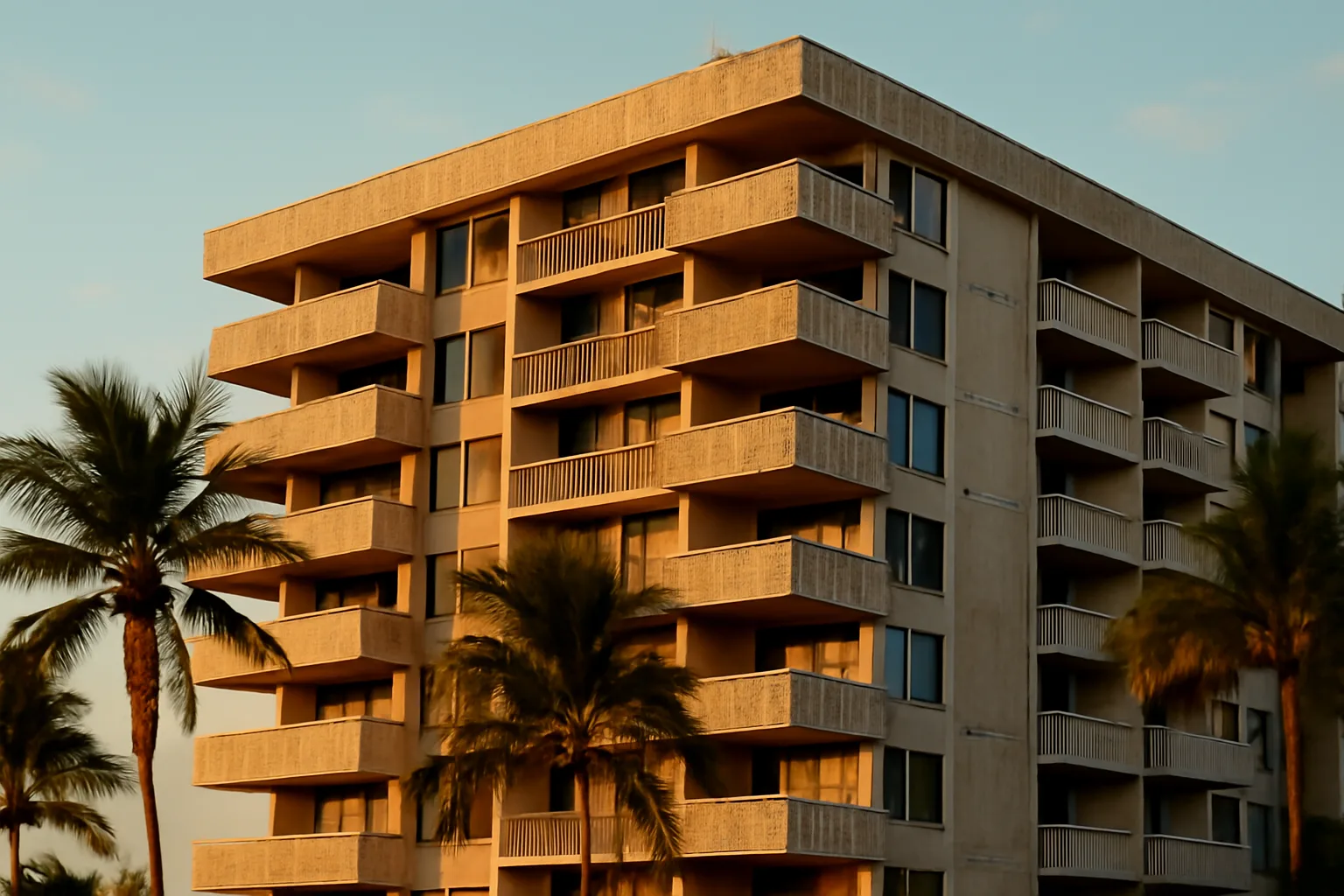 Mid-rise Florida condo building exterior representing condo assessment fee planning