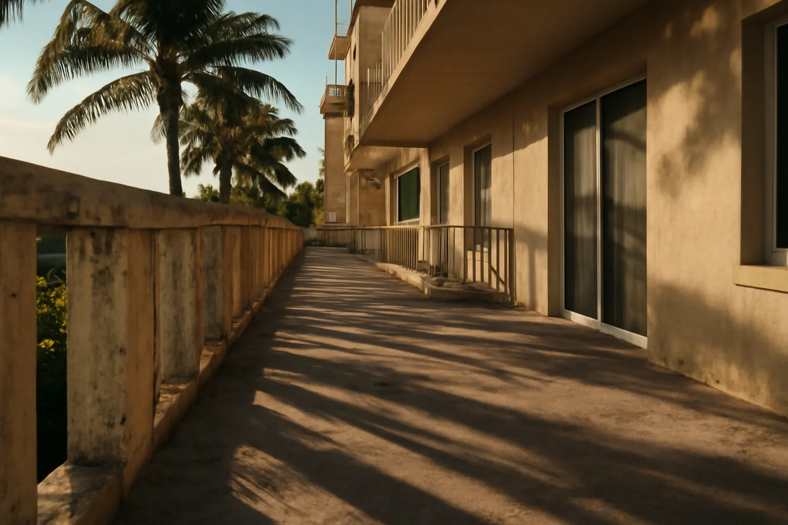 Exterior walkway of a Florida condo building illustrating structural reserve and assessment planning