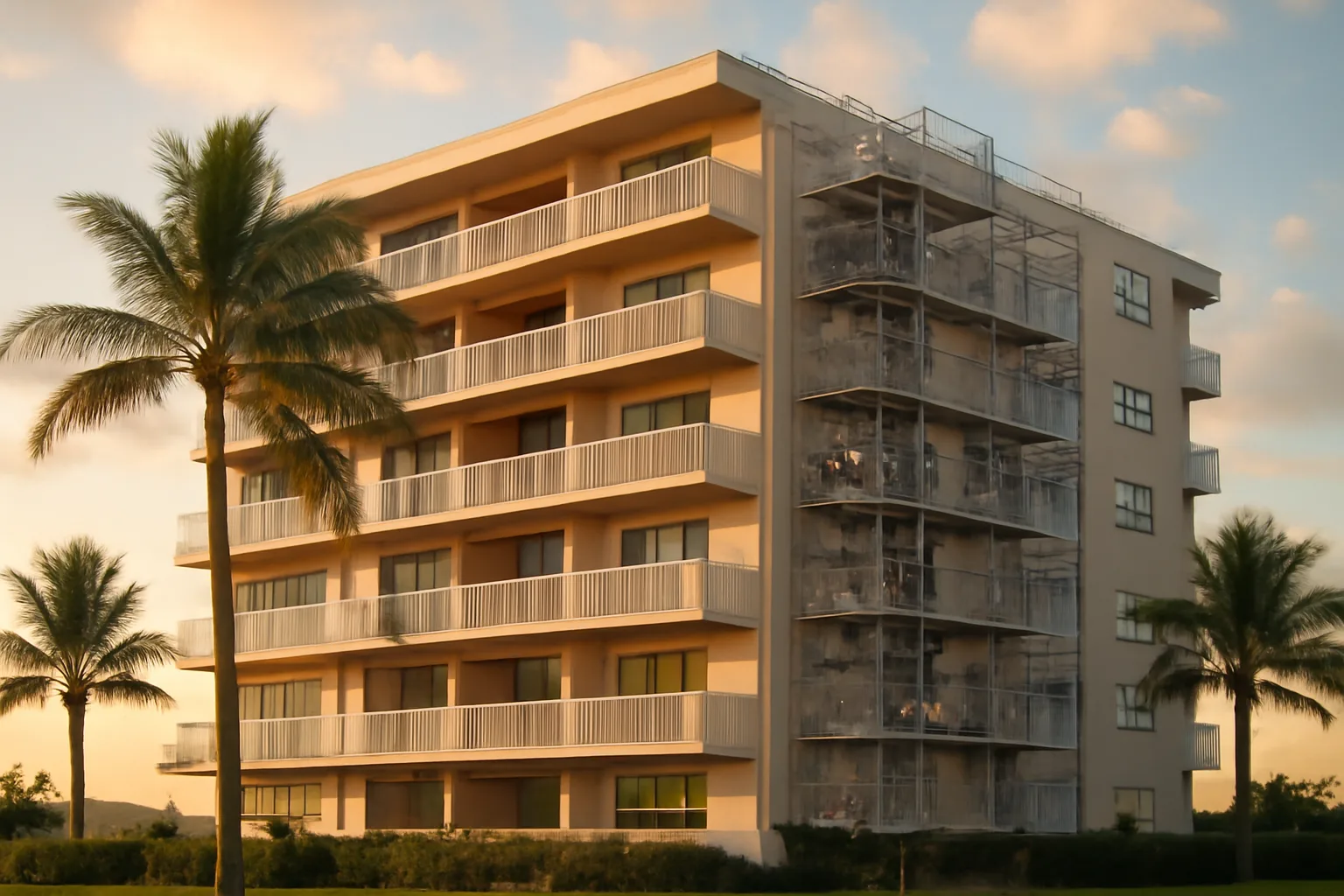 Coastal Florida condo building undergoing concrete repairs tied to special assessment funding