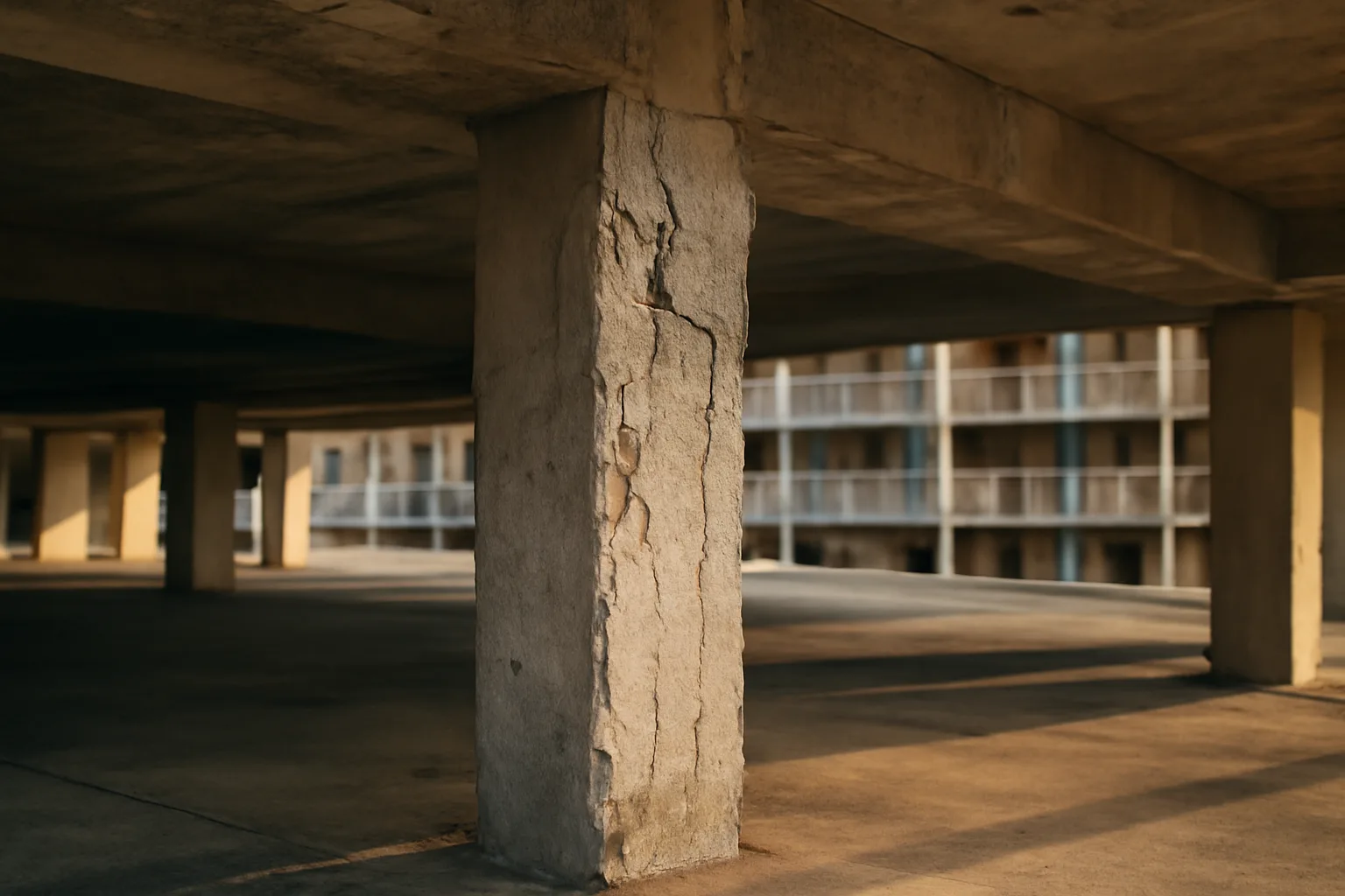 Cracked concrete support column on a Florida condo building facing a special assessment