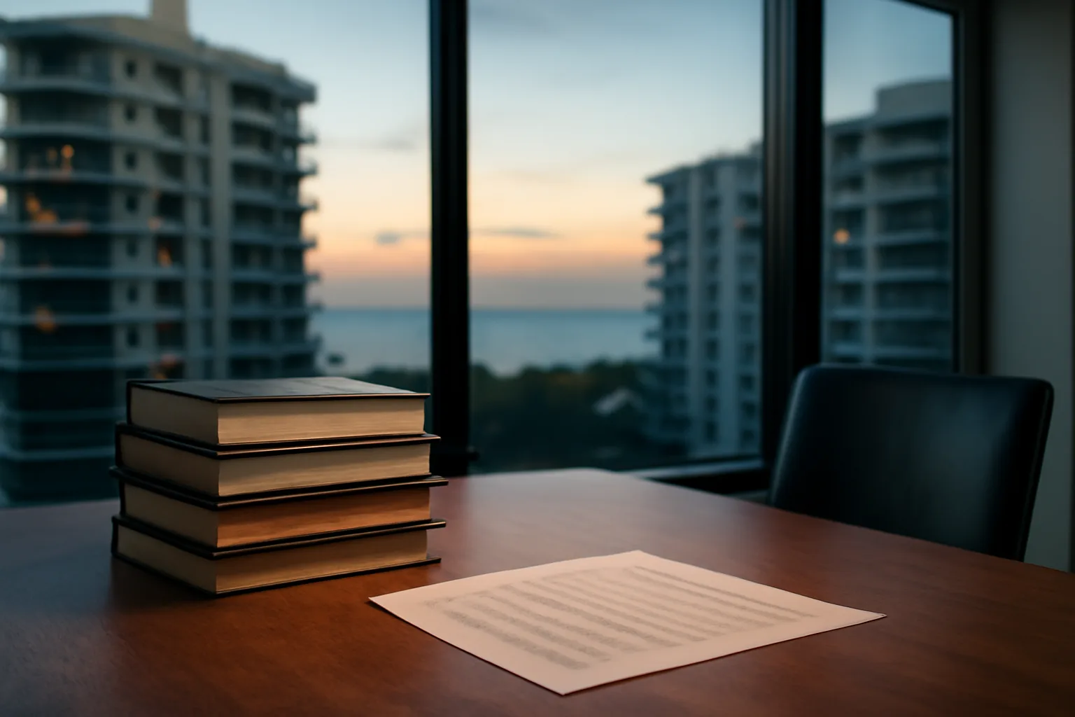 Board members reviewing reserve fund documents at a condo association meeting table