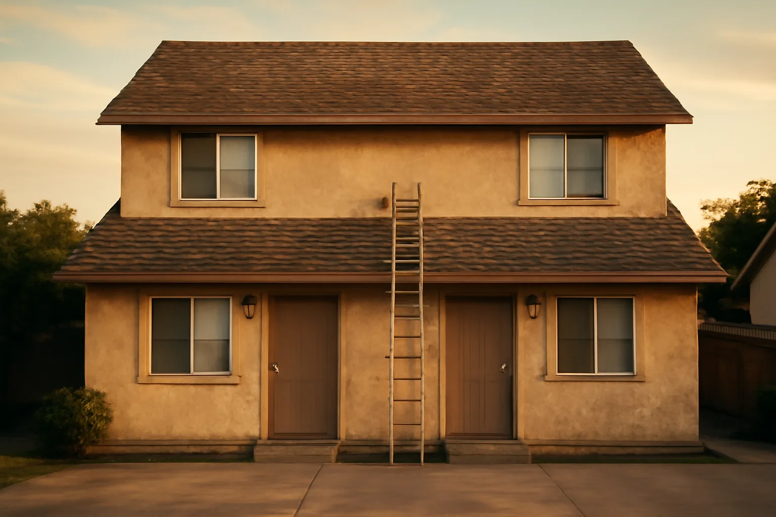 Two-unit condo duplex exterior showing roof and siding needing a reserve study